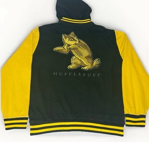 Hot Topic x Harry Potter Hufflepuff Varsity Hooded Jacket XXL Black Yellow - Picture 1 of 7