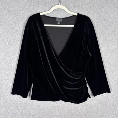 VTG 90s Dressbarn Velvet Wrap Top XL Ruched Whimsigoth Witchy Victorian Romantic - Image 1 of 4