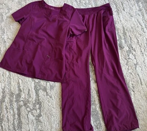 Women's Scrubs by Cherokee Infinity Set Top Medium Pants Large Maroon - Picture 1 of 5