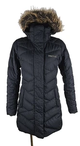 Marmot Damen 700 Daunenfüllung schwarz Puffer Parka Kapuze Jacke Mantel Gr. Small - Bild 1 von 4