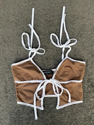 White Fox Ryan Top Women's XS Brown Strap Polyester Stretch Classic - Image 1 of 4