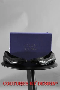 Stuart Weitzman Black Quilted Leather Ballet Shoes Size 5.0 NIB MSRP $330 - Picture 1 of 3