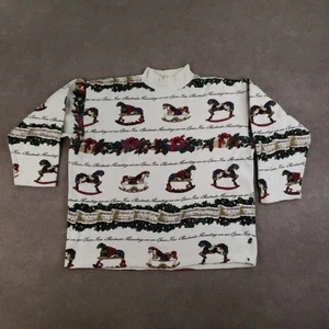 Vintage Cambridge Dry Goods Sweater Womens Large Christmas Rocking Horse 90s - Picture 1 of 15