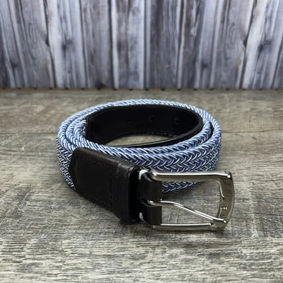 Cinturón Fischer Holderness & Bourne Trenzado Elástico Talla 38 Hecho en EE. UU. Azul/Blanco Foto 1 de 4