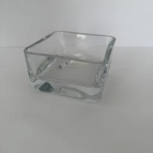 Quadratische Glas Bonboniere Servierschale dick schwer 6,25" modern minimalistisch - Bild 1 von 7