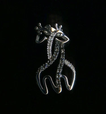 Colgante jirafa diamante natural transparente y negro de oro blanco macizo de 10K 1,22 gramos -XD Foto 1 de 2