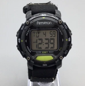 Armitron Watch Men 43mm Black Day Date Backlight Digital Nylon Band New Battery - Picture 1 of 16