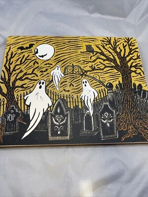 Pottery Barn Graveyard Party Cork Placemat Halloween Set Of 4 - Image 1 of 4