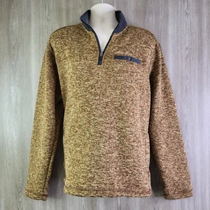 Eddie Bauer Mens Sweater Brown Size Large 1/4 Zip Pullover Mock Neck Fleece Line - Picture 1 of 21