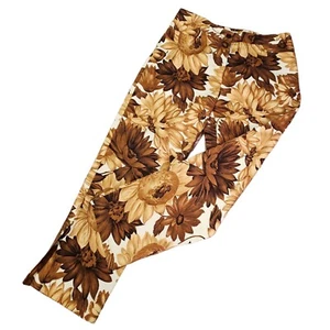 Real Clothes Saks Fifth Avenue Pants Womens 6 Ankle Length Tropical Brown Floral - Picture 1 of 9