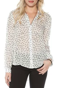 Camisa Bella Dahl Phantom Lunares Manga Larga Abotonada Blanca con Lunares Grises M - Imagen 1 de 9