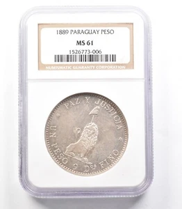 1889 Paraguay Peso MS61 NGC *3479 - Picture 1 of 3