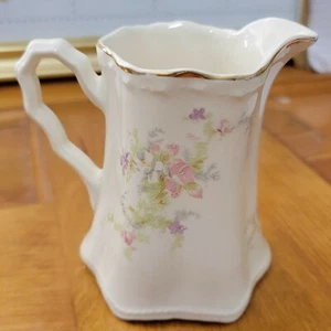 Crooksville Milchkännchen Krug Frühlingsblüte Floral Gold 30er Vintage Bauernhaus - Bild 1 von 12