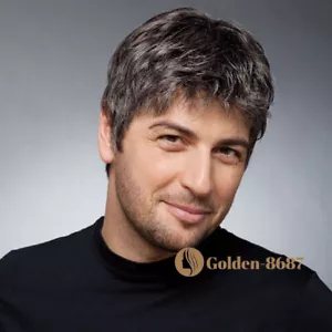 Mens Short Black Brown Hair Wig Synthetic Daily Natural Cosplay Full Wigs Party - Picture 1 of 9