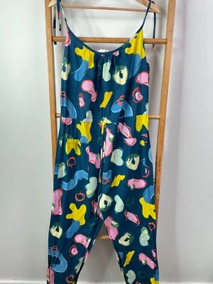 Mono borrador Gorman X Katie para mujer 12 azul abstracto sin mangas cuello redondo Foto 1 de 4