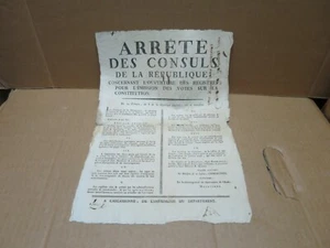 REVOLUTION CONSULAT affiche ouverture des registres pour votes sur constitution - Picture 1 of 2