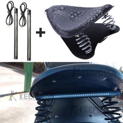 48LED Integrated Brake Stop Turn Signal Tail Light Strip + Solo Seat For Harley - Image 1 of 4
