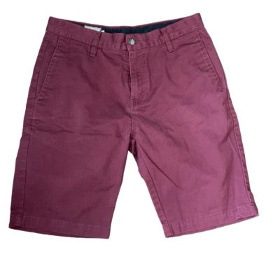 Volcom Mens Flat Front Cotton Blend Frickin Chino Shorts Burgundy Size 30 - Image 1 of 4