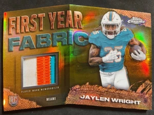 2024 Topps Chrome First Year Fabrics Gold #FYFJW Jaylen Wright 16/50 Miami - Picture 1 of 2