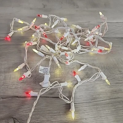 50 LED Warm White Red Frosted Mini String Lights White Cord In/Outdoor - Image 1 of 4
