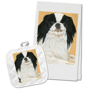 Japanese Chin Kitchen Dish Towel and Pot Holder Gift Set - Picture 1 of 1