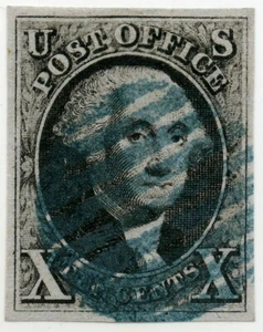 US #2 Jean de Sperati Forgery Blue Grid Cancel - Picture 1 of 2