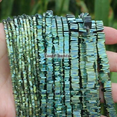 Natural Hematite Square Spacer Beads Bracelet Charms Strand DIY Jewelry Findings - Image 1 of 4