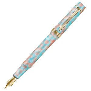 Pluma estilográfica de resina azul rosa Schmidt punta fina adorno dorado escritura pluma regalo - Imagen 1 de 11