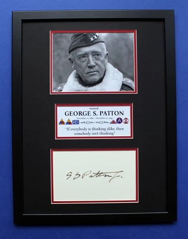 GEORGE S. PATTON AUTOGRAPH framed signed display WW2 General Cover