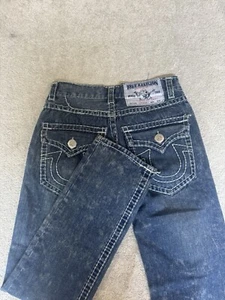 Pantalones de mezclilla cosidos Billy Super T raros True Religion de colección talla 32 rectos desgastados - Imagen 1 de 11