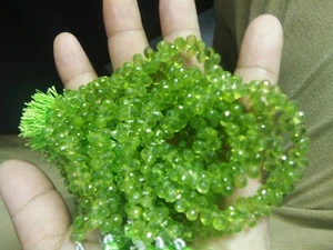 AAA PERIDOT GEMSTONE TEARDROP FACETED 4X6-4.5X7 MM BEADS 8" STRANDS - Picture 1 of 3