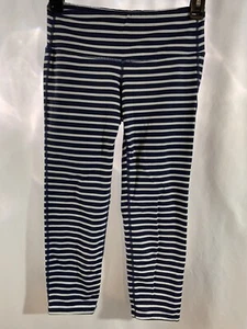 ATHLETA CHATURANGA Women Blue White Striped Leggings Size XS - Picture 1 of 3