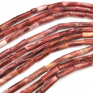 Cuentas de tubo de 15,5"- concha de ostra espinosa roja natural 4X13 mm HQ NUEVO DISEÑO HÁGALO USTED MISMO - Imagen 1 de 8
