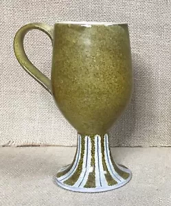Senfgelb Braun Gestreift Sockel Irish Coffee Mug Tasse Italienische Keramik - Bild 1 von 7