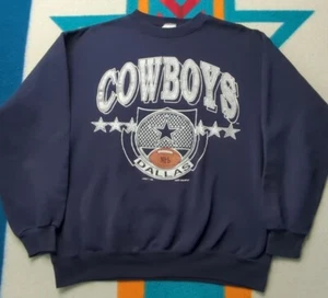 Vintage Dallas Cowboys Sweatshirt 1990 Made In USA Crewneck NFL Superbowl Large - Picture 1 of 6