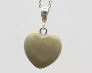 Colgante De Corazón Amor En Mármol Gris De Plata Esterlina Y Collar 16mm - Imagen 1 de 1