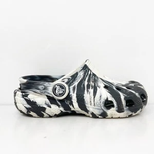 Crocs Boys Classic Marbled White Closed Toe Slip On Clog Shoes Size 11 - Picture 1 of 12