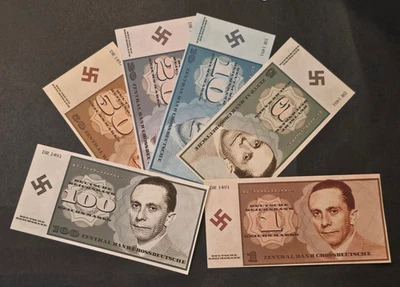 Segunda Guerra Mundial Alemán El Ministro Moneda Reichsmark Billete Colección Set Foto 1 de 4