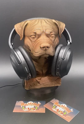 Soporte para auriculares busto Rottweiler - busto de perro de bronce utilería de PC - busto pintable regalo Foto 1 de 4