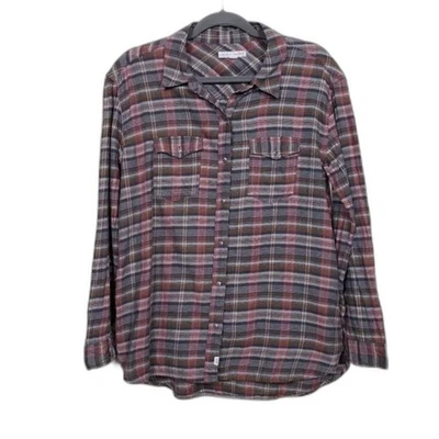 Blusa Melrose & Market a cuadros manga larga con botones para mujer talla M marrón tostado Foto 1 de 4