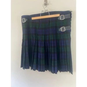 Scottish Design Tartans Plaid Triple Buckle Wool Kilt Men’s 40 Blue Green - Picture 1 of 5
