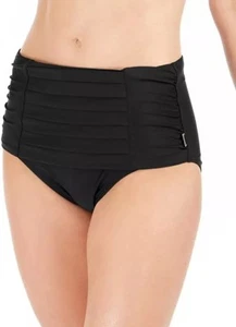 Calvin Klein Women's Pleated High-Waist Bikini Bottoms, Black, M - Picture 1 of 8