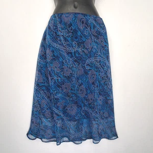 Falda Y2K Vintage Floral Paisley Midi Línea A Talla LG Cabrichosa Azul Púrpura - Imagen 1 de 8