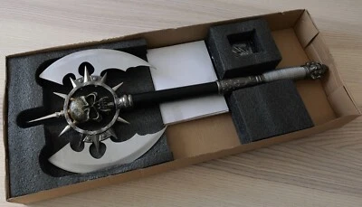 TATTVA TACTICAL 25” Battle Axe Skull Heavy Duty Steel Wood Thick Display Plaque Double Headed