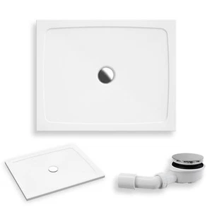 Duschwanne Rechteck Duschtasse 120x70x2x12 Acrylwanne mit Füße + Ablaufgarnitur - Bild 1 von 6