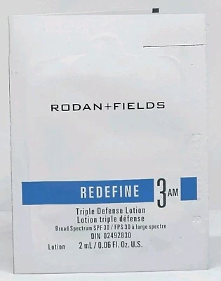 Rodan + Fields Redefine Step 3 AM Triple Defense Lotion SPF 30 Sample Packet New - Image 1 of 3