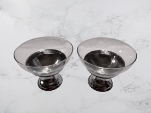 Juego de 2 tazas de postre de vidrio Sherbet con base de metal - Imagen 1 de 6