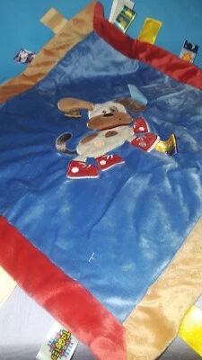 Taggies AZUL Y MARRÓN CACHORRO ETIQUETAS DE PERRO BLANKIE Lovey Manta de Seguridad JUGUETE BEBÉ Foto 1 de 3