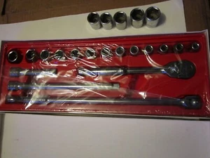 New Snap On 1/2dr General Service Set 317AMMPC 6 Point 10-22 Plus 23-27MM Added - Foto 1 di 11