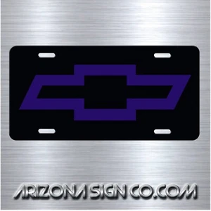 CHEVY BOWTIE Inspired Art Black and Dark Blue Aluminum License Plate Tag - Bild 1 von 5